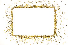 Star Shaped Golden Sequins Frame Arranged In A Rectangular Form.