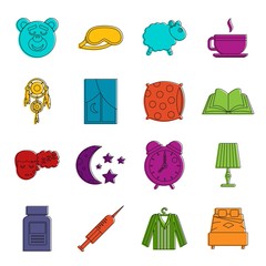 Poster - Sleep icons doodle set