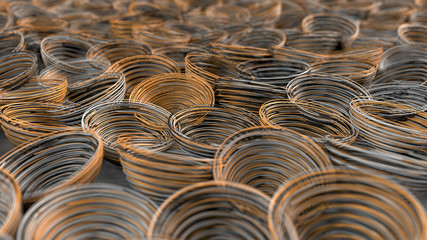 Abstract background from white, black and orange spiraled coils