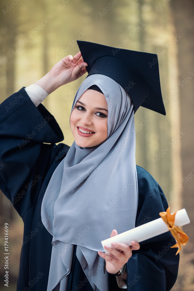 proud pretty muslim girl graduation Stock Photo | Adobe Stock