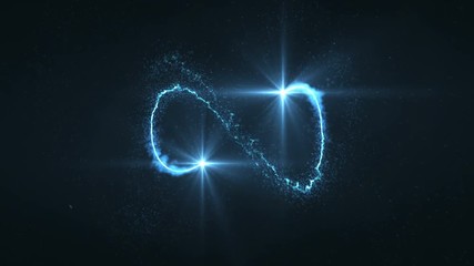 Wall Mural - lightning blue ball of light flying in circle animation. shining lights in motion with small particl