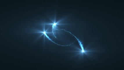 Wall Mural - lightning blue ball of light flying in loop animation. shining lights in motion with small particles