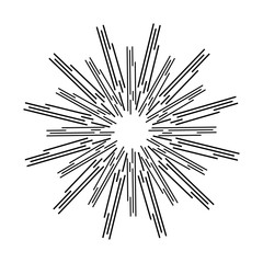 Canvas Print - sun rays, linear drawing on a white background