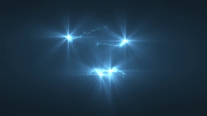 Wall Mural - lightning blue ball of light flying in circle animation. shining lights in motion with small particl