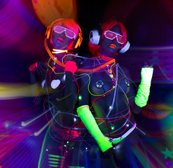 glow uv neon sexy disco female cyber doll