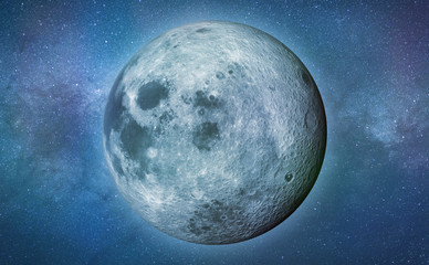 Wall Mural - 'right' side of the moon from space in a star field