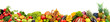 Leinwandbild Motiv Panoramic collection fruits and vegetables for skinali isolated on white