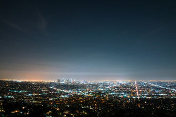 Amazing view of Los Angeles city at night