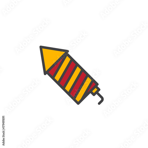 Fotografija Petard, fireworks rocket filled outline icon, line vector sign, linear colorful pictogram isolated on white