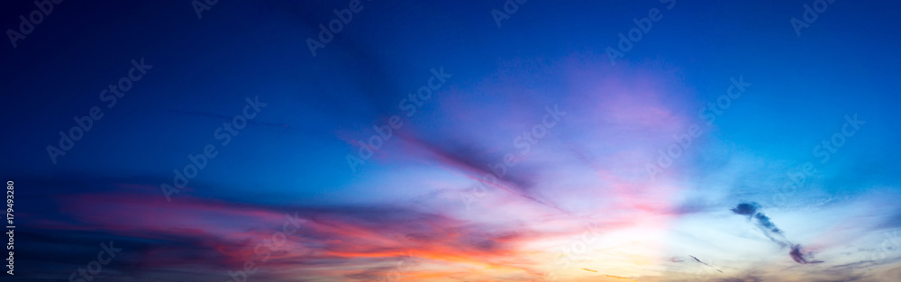 Panorama twilight nature sky and cirrus cloud - obrazy, fototapety, plakaty 