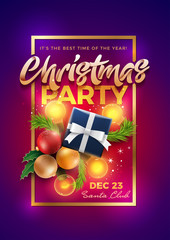 Wall Mural - Christmas Party Poster Design Template