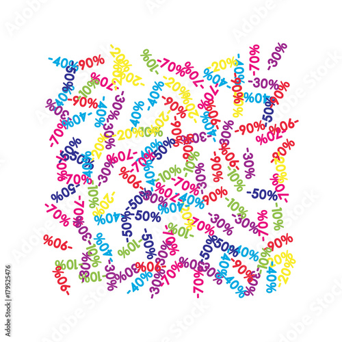 Sale Banner Confetti Vector Falling Discount Prices 10 20 30