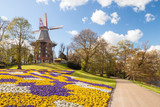 Wallanlagen with windmill in Bremen, Germany