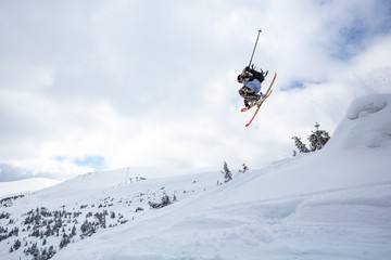 good skiing in the snowy mountains.