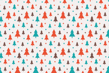 Endless Christmas Pattern With Christmas Trees