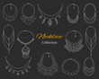 Fashionable necklaces collection, vector hand drawn doodle illustration.