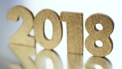 Wall Mural - Gold numbers of 2018 year on a silver background