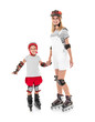 © Africa Studio - Woman with son on roller skates against white background