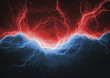 canvas print picture - Hot red fire and cold ice lightning, abstract electrical background