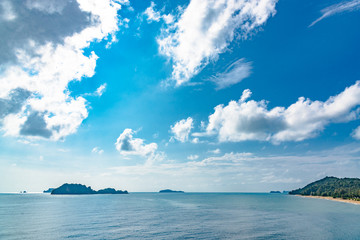 Wall Mural - Sky , blue sky background with clouds , Sky with clouds on the Sea in summer season