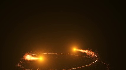 Wall Mural - fire comet light flying. shining lights in motion with small particles. ring of fire, plasma ring on