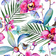 Wildflower orchid flower pattern in a watercolor style. Full name of the plant: orchid. Aquarelle wild flower for background, texture, wrapper pattern, frame or border.