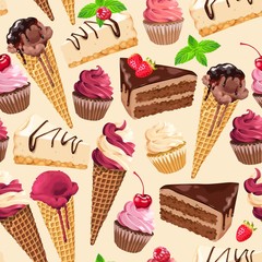 Wall Mural - Seamless pattern with sweets