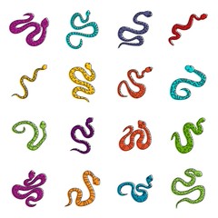 Wall Mural - Snake icons doodle set