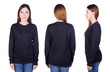 © geargodz - woman in black long sleeve t-shirt isolated on white background