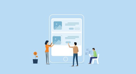 mobile application developer team working concept .group people business concept