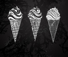 Three Ice Cream Chalk Drawing