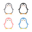 Cartoon Penguin Icon Set, Vector illustration
