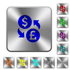 Canvas Print - Dollar Pound money exchange rounded square steel buttons