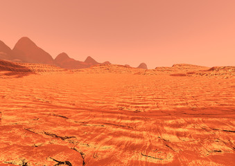 Wall Mural - 3d rendering planet mars lanscape