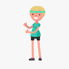 Wall Mural - Female character in sport clothes: Vector illustration.