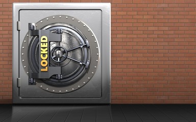 Wall Mural - 3d metal safe locked vault door