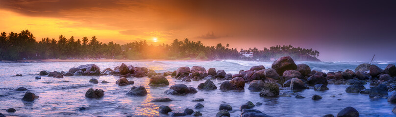 Wall Mural - tropical beach on sunset