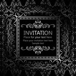 © miamilky - Abstract background with calligraphic luxury silver flourishes and vintage frame, victorian banner,wallpaper ornaments, invitation card, baroque style booklet, fashion pattern, template for design.