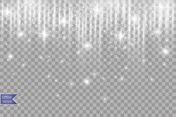 Wall Mural - Glowing lights for holidays. Transparent glowing garland. White glowing lights for greeting card design. Garlands, Christmas decorations
