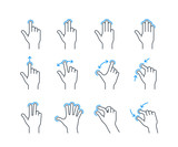 Fototapeta  - Touchscreen gesture icons for smartphones. Linear icon set