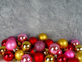 Wall Mural - Christmas ball ornaments decoration, colored balls, copy space