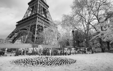 Sticker - Infrared view of Eiffel Tower from Champs de Mars park, Paris