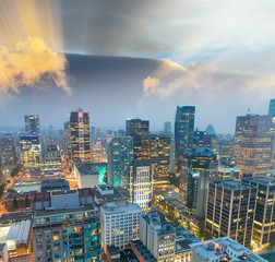 Poster - Sunset aerial view of Vancouver skyline, Canada