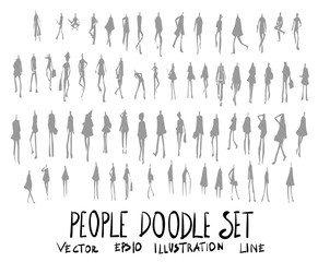 Wall Mural - Set of People illustration Hand drawn doodle Sketch line vector eps10
