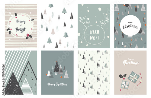 merry christmas cards illustrations and icons lettering design collection no 1 - No Photo Christmas Cards merry christmas cards illustrations and icons lettering design collection no 1 - No Photo Christmas Cards