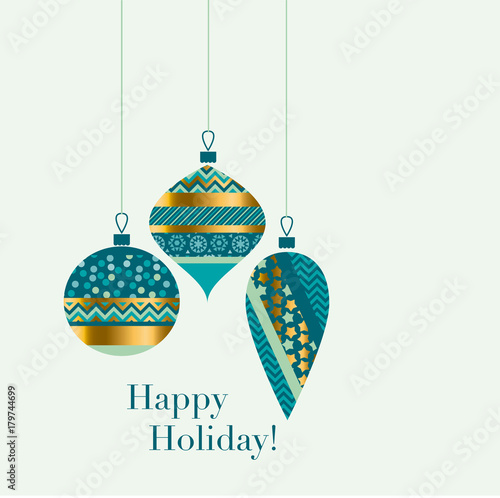 Vintage xmas bauble set vec...