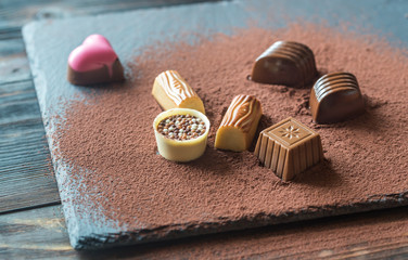 Poster - Chocolate candies with cocoa