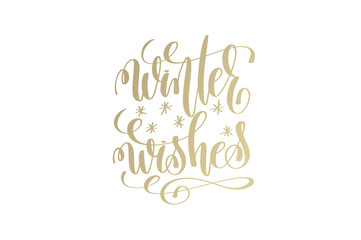 Wall Mural - winter wishes golden hand lettering winter holidays celebration