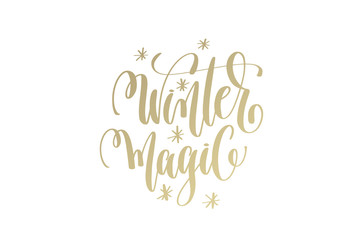 Wall Mural - winter magic golden hand lettering winter holidays celebration q
