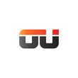 © ariefpro - Initial letter OU, straight linked line bold logo, gradient fire red black colors